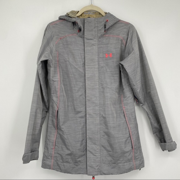 Under Armour Jackets & Blazers - Under Armour outer shell jacket coat windbreaker raincoat gray pink vent arms